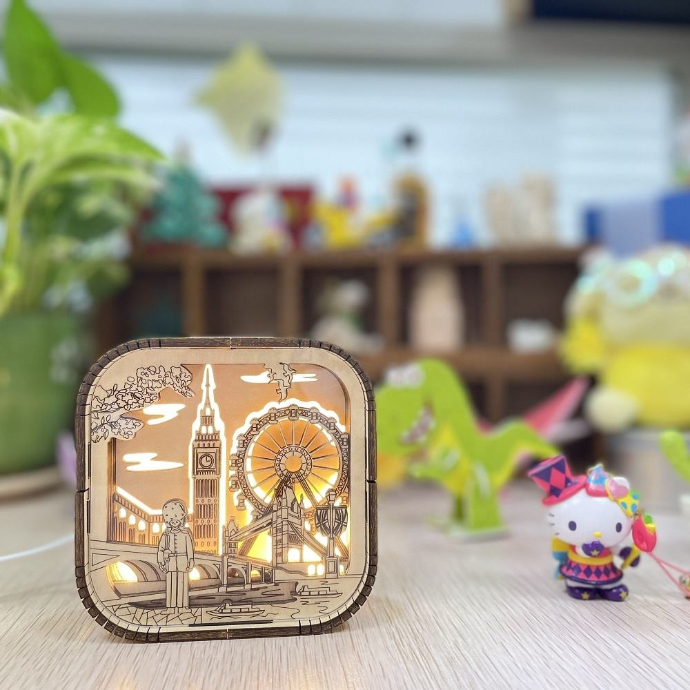 DIY 3D Wooden City Night Light Puzzle – Creative LED Educational Craft Kit for Kids (Ages 5+)